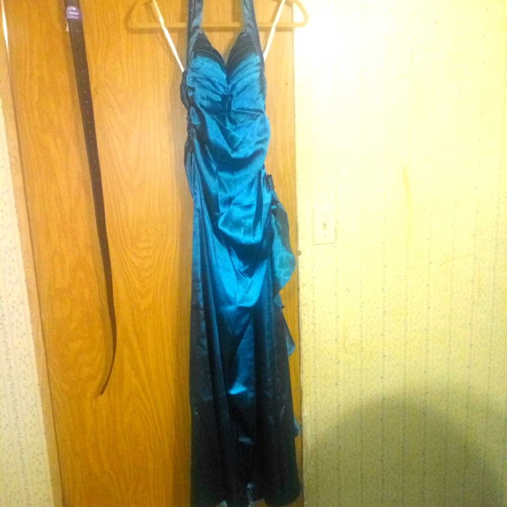 Floor length homecoming dress.